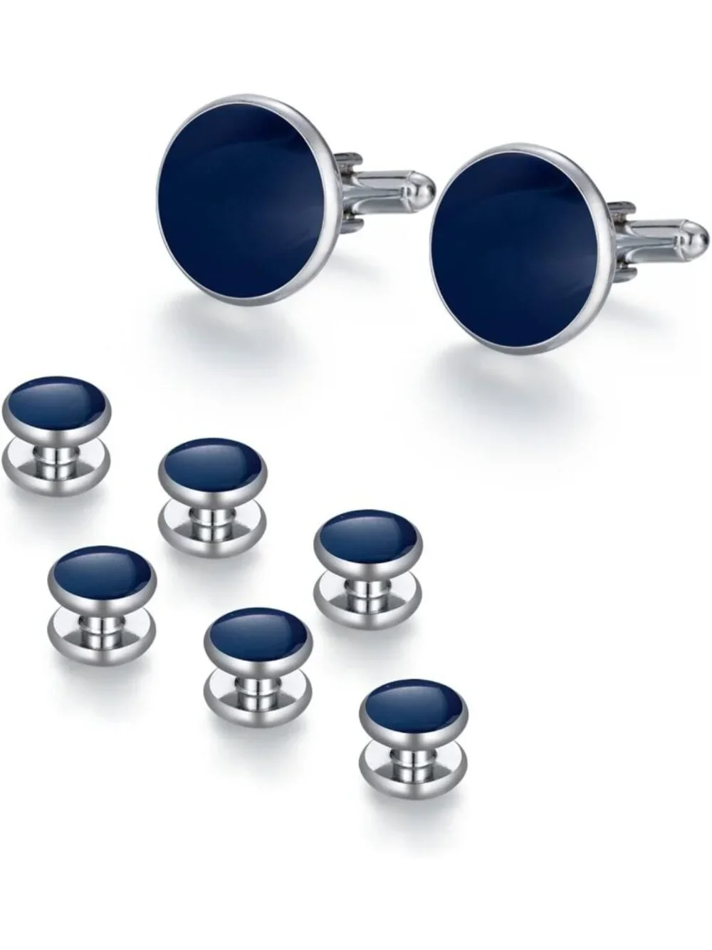 Stylish Round Cufflinks & Studs Set - 4 Colors, Tuxedo Shirt Accessories, Gift